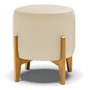 Ver imagem 1 de Puff Stella Corino Bege Base Madeira Castanho - D’Rossi