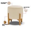 Ver imagem 3 de Puff Stella Corino Bege Base Madeira Castanho - D’Rossi