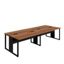 Ver imagem 2 de Mesa de Escritório Plataforma 3,0m 4 Pessoas Ng Pés Metal F5 Cor:nogal com Preto