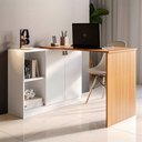 Ver imagem 1 de Mesa Escrivaninha Versa Home com Tampo Multifuncional 2 Portas Freijó/branco - Telasul
