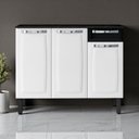 Ver imagem 1 de Balcão Cozinha em Aço 3 Portas 1 Gaveta 105cm com Tampo Rose Itatiaia Branco/Preto