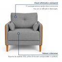 Ver imagem 5 de Kit 2 Poltronas Linho Premium com Couro Base Madeira Maciça Inova