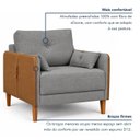 Ver imagem 4 de Kit 2 Poltronas Linho Premium com Couro Base Madeira Maciça Inova