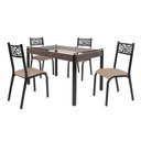 Ver imagem 3 de Conjunto Sala de Jantar Mesa Jade 120x75cm Tampo Vidro com 4 Cadeiras Bege/Preto Fosco/Linho