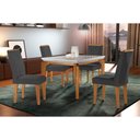 Ver imagem 1 de Conjunto: Mesa Sala Jantar Londrina C/ Tampo Madeirado C/ Vidro Canto Reto 120x80cm e 4 Cadeiras