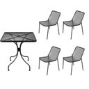 Ver imagem 1 de Conjunto Mesa para Jardim 70x70cm Tampo em Aço e 4 Cadeiras sem Braço Una OR Design