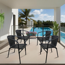 Ver imagem 1 de Kit Conjunto 4 Cadeira de Junco Área Piscina Jardim Terraço em Aço Fibra Sintética