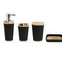 Ver imagem 2 de Conjunto de Acessórios para Banheiro 4 Peças Preto com Bambu