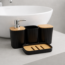 Ver imagem 4 de Conjunto de Acessórios para Banheiro 4 Peças Preto com Bambu