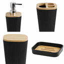 Ver imagem 3 de Conjunto de Acessórios para Banheiro 4 Peças Preto com Bambu