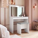 Ver imagem 4 de Penteadeira Camarin com 2 Gavetas e Banco Estofado Branco