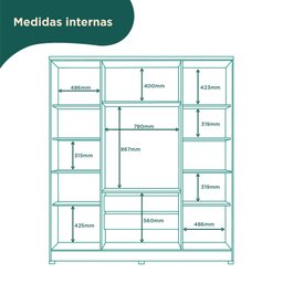 Guarda Roupa Casal 4 Portas 2 Gavetas Mônaco Espresso Móveis - 4