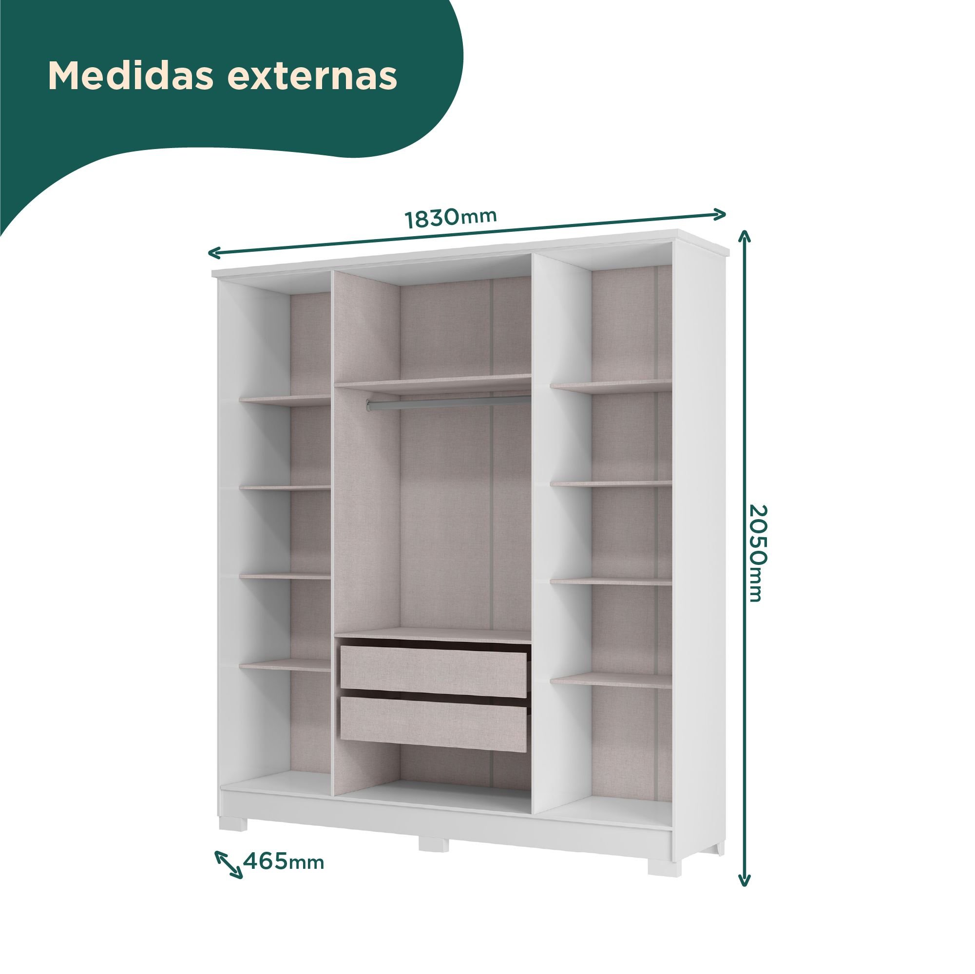 Guarda Roupa Casal 4 Portas 2 Gavetas Mônaco Espresso Móveis - 8