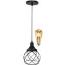 Ver imagem 1 de Pendente Aramado Esfera Balonê Preto + Lâmpada Lustre Luminária Teto Regulável Sala Cozinha Agp Ilum