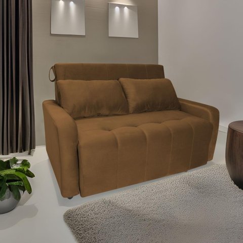 Sofá Cama para Sala de Estar Amora New Veludo Matrix - Cobre Cobre