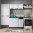 Ver imagem 1 de Cozinha Compacta Modulada em Aço 4 Peças 10 Portas 1 Gaveta 1 Nicho Rose Itatiaia Branco/Preto