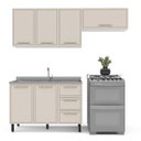 Ver imagem 2 de Cozinha Amara 3 Peças 200x224,5cm Armários Aéreos Balcão 2 Portas Branco/Creme 250075
