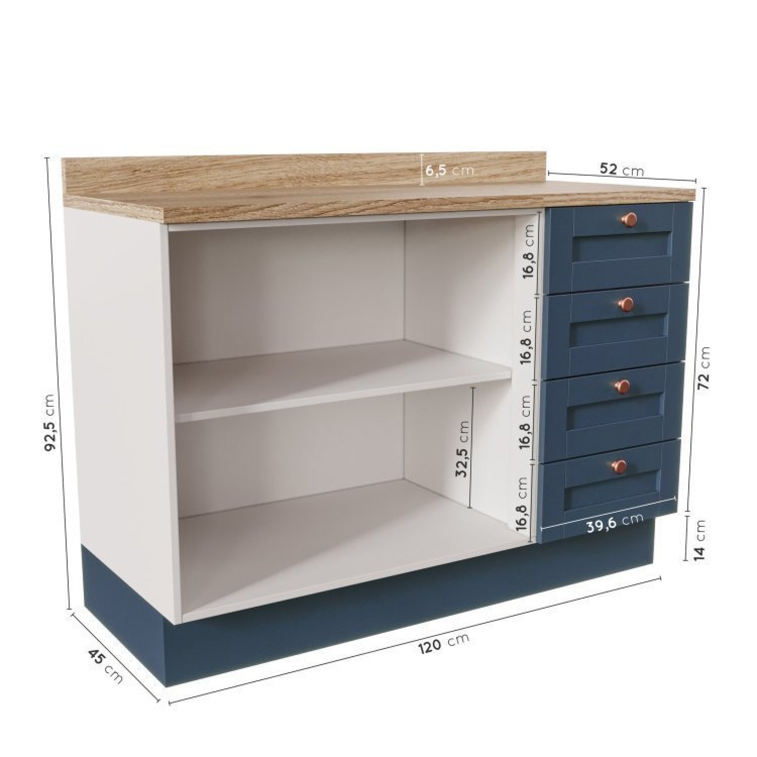 Cozinha Modulada Compacta 4 Peças com Armário Aéreo 2 Portas Vidro Arizona CabeCasa MadeiraMadeira - 11
