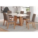 Ver imagem 1 de Conjunto: Mesa de Cozinha Lins Sc91 Tampo Madeirado C/ Vidro Canto Reto 120x80cm e 6 Cadeiras Isa