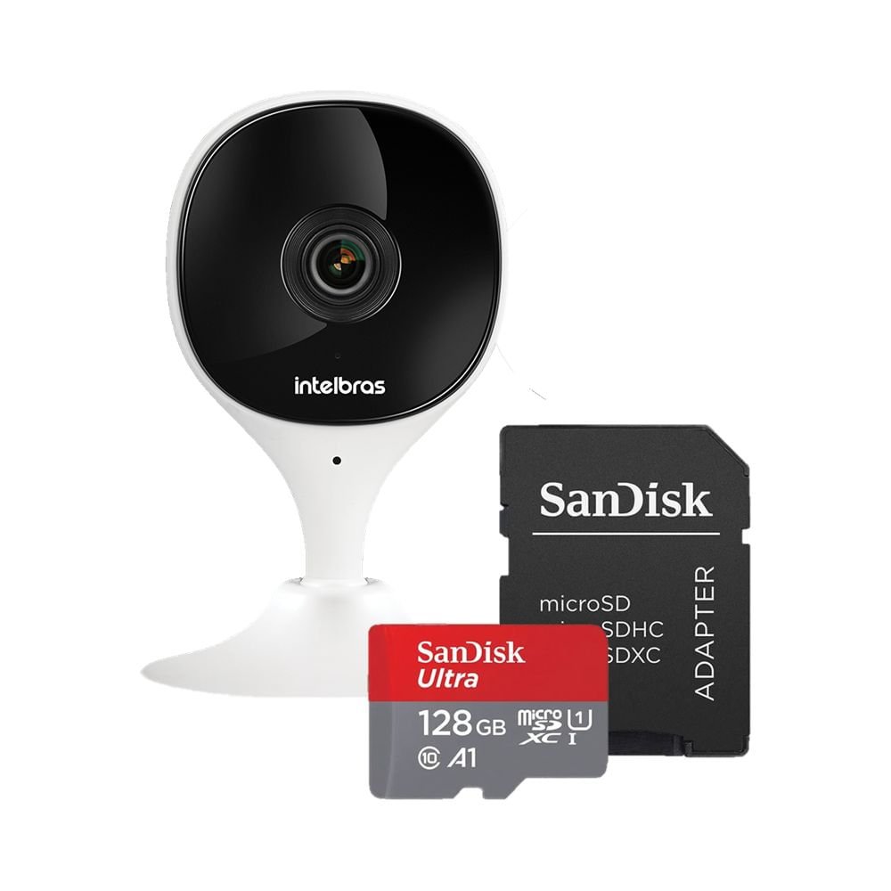 Kit Câmera IP Inteligente Interna Intelbras Full HD + Cartão de Memória ...