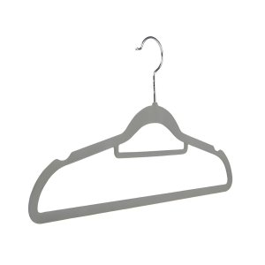 Kit com 10 Cabides Slim de Veludo - Organização e Sofisticação Cor:cinza