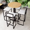 Ver imagem 1 de Conjunto Mesa Redonda Alta 4 Cadeiras Pequena Pinus Industrial Don Castro Decor Industrial