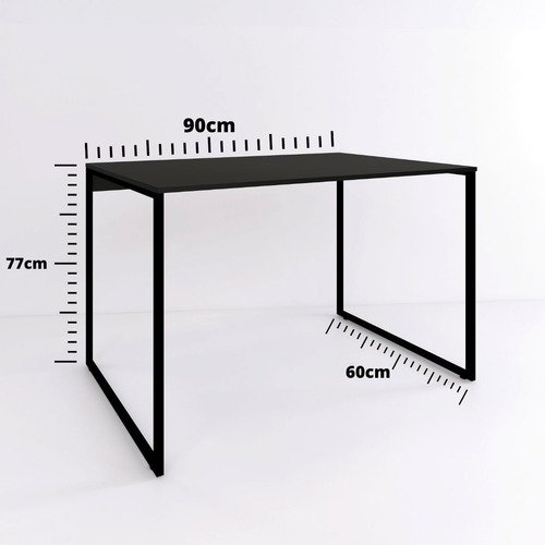 Mesa de Escritório Preta Office 90cm Estilo Industrial - 3