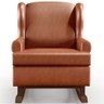 Poltrona De Amamentação Com Balanço Malu Base De Madeira P02 Couríssimo Camel - Lyam Decor - 3