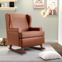 Ver imagem 2 de Poltrona De Amamentação Com Balanço Malu Base De Madeira P02 Couríssimo Camel - Lyam Decor