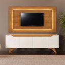 Ver imagem 1 de Conjunto Painel + Rack Atenas Painel Naturalle Rack Off White/Naturalle 180 cm Mavaular