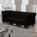 Ver imagem 2 de Sofá Decorativo Sala de Estar Chesterfield 4 Lugares 260cm Couro Marrom - Mozzelar