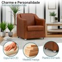 Ver imagem 4 de Poltrona Decorativa para Sala Recepção Manicure Barbearia Mila Tecido Corino Pés de Plástico Cromado