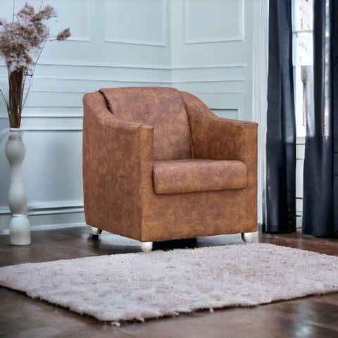 Poltrona Decorativa para Sala Manicure Consultório Mila Corino Peroba Pés de Plástico Cromado