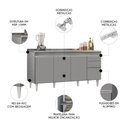 Ver imagem 4 de Balcão de Cozinha com Pia Inox 160cm Arkansas Cinza - Lumil