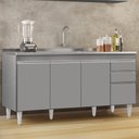 Ver imagem 1 de Balcão de Cozinha com Pia Inox 160cm Arkansas Cinza - Lumil
