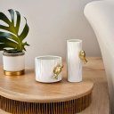 Ver imagem 2 de Vaso Decorativo de Cerâmica Branco 13x16x16cm Enfeite Sala Mesa Estante Aparador