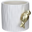 Ver imagem 1 de Vaso Decorativo de Cerâmica Branco 13x16x16cm Enfeite Sala Mesa Estante Aparador