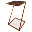 Ver imagem 1 de Mesa De Canto Modelo Industrial Lateral em Z Sieger Decoração Para Sala Cobre e Villandry