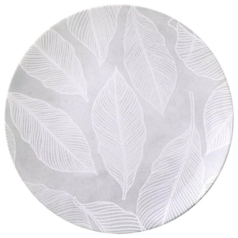 Prato Raso Tramontina Arbo em Porcelana Branca Decorada 25cm Cozinha Mesa Posta Jantar Almoço
