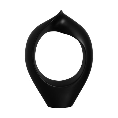 Escultura Decorativa de Mesa Luxo Preto Fosco Cerâmica 37x26,5x11,5 cm