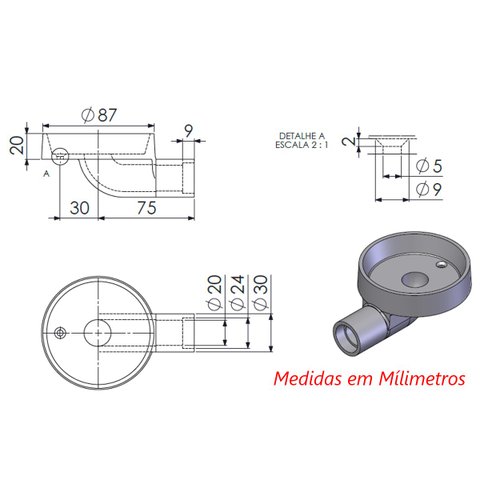 Queimador Alta Pressão Fogão Industrial de Ferro N01 8,7cm