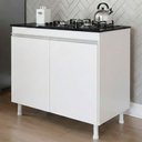 Ver imagem 2 de Balcão Gabinete Cozinha Lux 79cm 100% Mdf 02 Portas com Tampo Branco - Desk Design