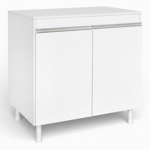 Balcão Gabinete Cozinha Lux 79cm 100% Mdf 02 Portas com Tampo Branco - Desk Design