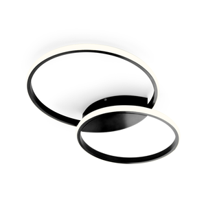 Plafon Arco Ring Anel Duplo Preto Led 3000k SL ILuminação