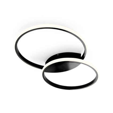 Plafon Arco Ring Anel Duplo Preto Led 3000k SL ILuminação
