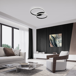 Plafon Arco Ring Anel Duplo Preto Led 3000k SL ILuminação - 3