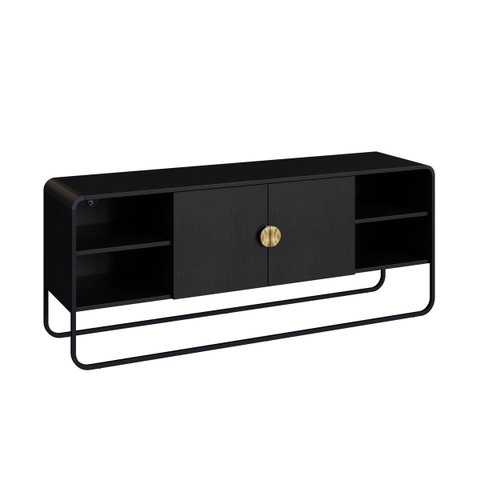 Rack Luna Orgânico para Tv até 55'' 150x60cm 2 Portas Nero/preto 28070