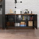 Ver imagem 5 de Conjunto Escritório 2 Peças - Buffet e Armário Verbena - Preto/ Preto/