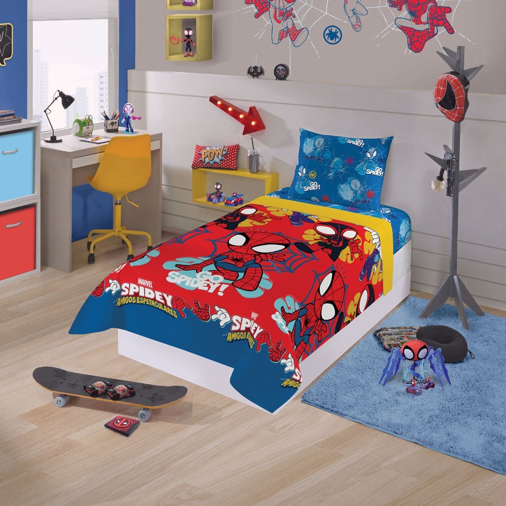 Jogo de Cama Solteiro 3pçs Marvel Desenho Spider Man Spidey Infantil Lepper - 2