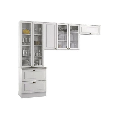 Cozinha Modulada Henn Americana 3 Peças (2 Armários + 1 Paneleiro) Cpt11 Branco